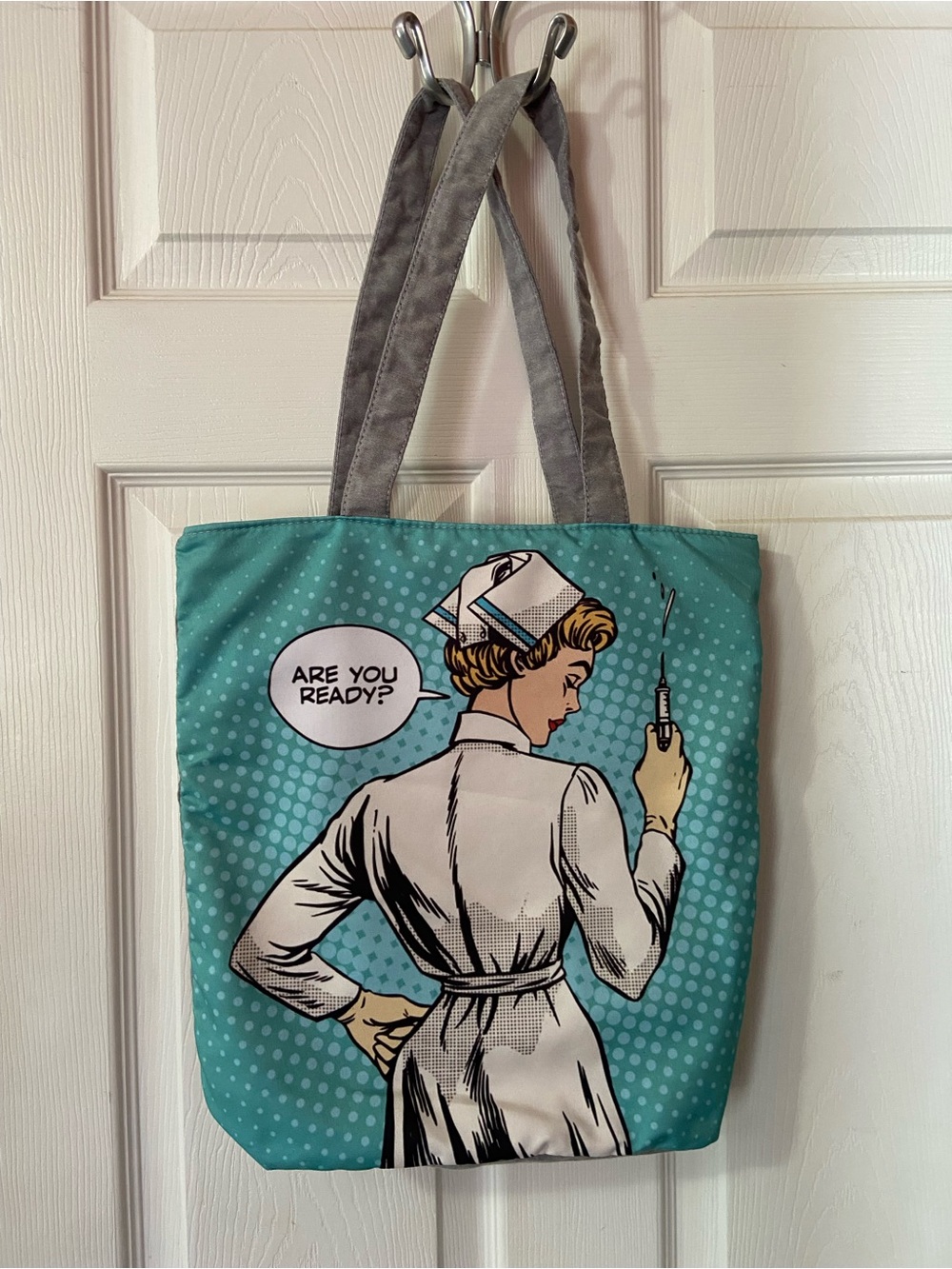 RN Nurse Tote Bag - Comic book-style Art